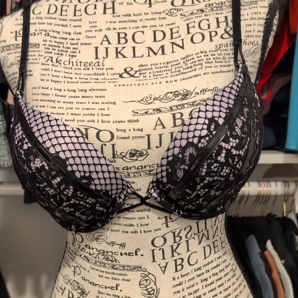 Victoria's Secret Black and Purple Lace Bra